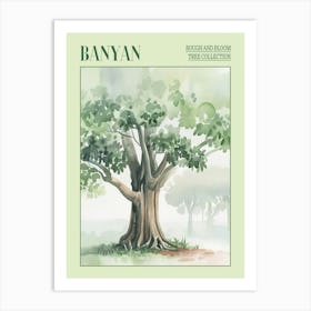 Banyan Tree Atmospheric Watercolour Painting 7 Poster Art Print