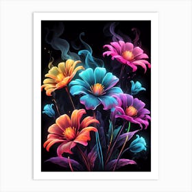 Colorful Flowers Wallpaper Art Print