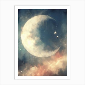 Moon And Stars Art Print