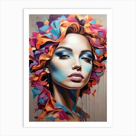 'The Girl With Colorful Hair' Art Print