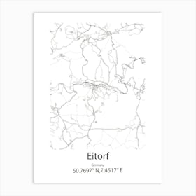 Eitorf,Germany Minimalist Map Art Print