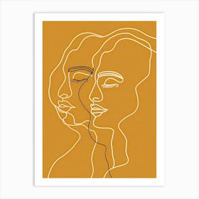 Line Art Intricate Simplicity In Yellow 1 Art Print