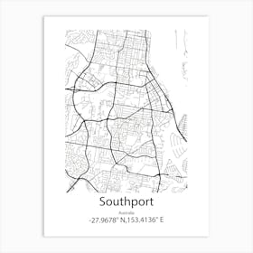 Southport,Australia Minimalist Map Art Print