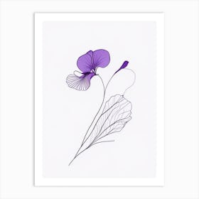 Violets Floral Minimal Line Drawing 5 Flower Art Print