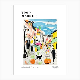 The Food Market In Porto 3 Illustration Poster Art Print