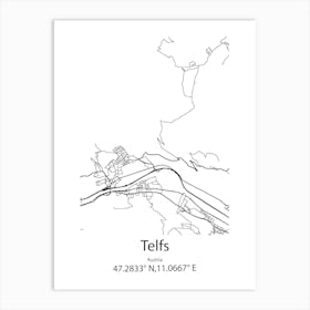 Telfs,Austria Minimalist Map Art Print