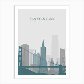 Blue And Grey San Francisco Skyline Art Print