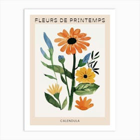 Spring Floral French Poster  Calendula 1 Art Print