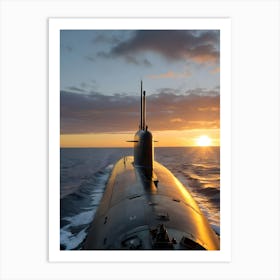 Submarine At Sunset-Reimagined 11 Art Print