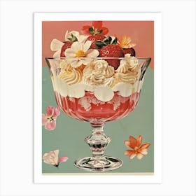 Retro Layered Strawberry Dessert Collage 1 Art Print