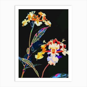 Neon Flowers On Black Lantana 1 Art Print