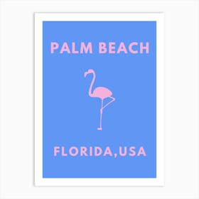 Palm Beach Florida wall art | Pink and blue travel print Art Print