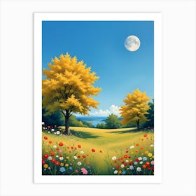 Moonlight In The Meadow Art Print