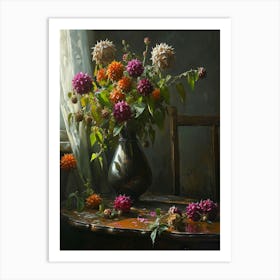 Baroque Floral Still Life Globe Amaranth 4 Art Print