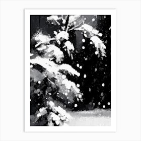 Cold, Snowflakes, Black & White 3 Art Print