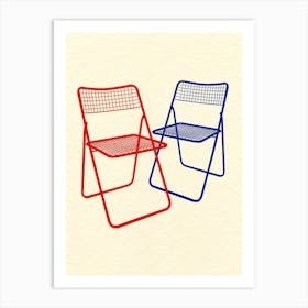 Ted Net Chair Red Blue Art Print