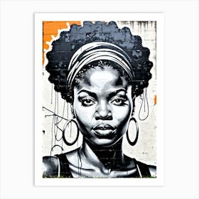 Vintage Graffiti Mural Of Beautiful Black Woman 109 Art Print