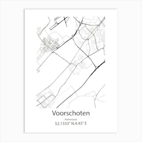 Voorschoten,Netherlands Minimalist Map Art Print