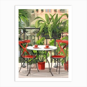 Table And Chairs On Balcony Art Print