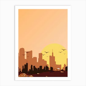 Cityscape At Sunset Art Print