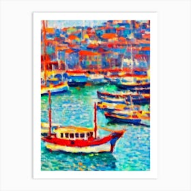 Port Of Istanbul Turkey Brushwork Painting harbour Art Print