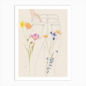 Jean Line Art Flowers 8 Art Print