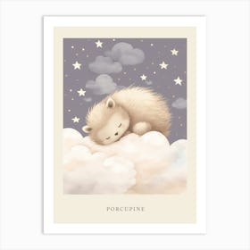 Sleeping Baby Porcupine Nursery Poster Art Print