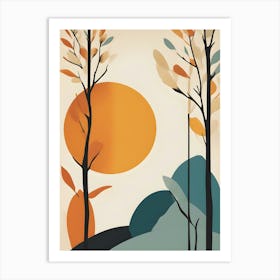 Autumn Trees Abstract Painting Art Print