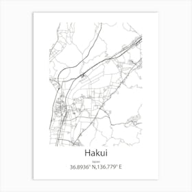 Hakui,Japan Minimalist Map Art Print