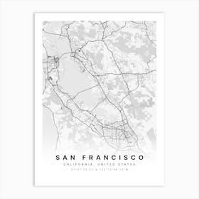 San Francisco California USA White Map Affiche