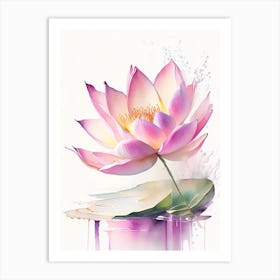Pink Lotus Storybook Watercolour 3 Art Print