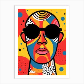 Geometric Face With Patterns And Sunglasses 4 Art Print