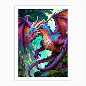 Fantasy Dragon In The Forest Art Print