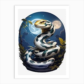 Snake In The Moonlight 1 Art Print