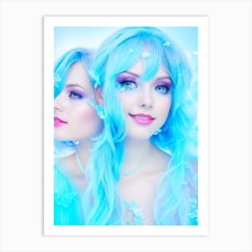 Two Girls With Blue Hair Art Print