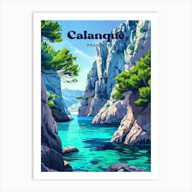 Calanque France Summer Travel Art Illustration Art Print