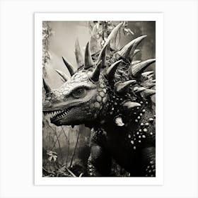 Black And White Photograph Of A Stegosaurus Art Print