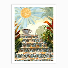 Cup Of Coffee On The Steps Art Print