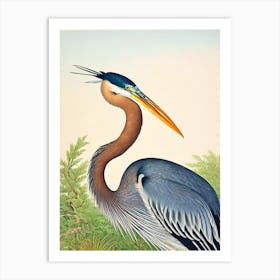Great Blue Heron James Audubon Vintage Style Bird Art Print