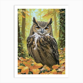 Verreauxs Eagle Owl Relief Illustration 2 Art Print