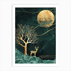 Deer In The Moonlight 1 Art Print