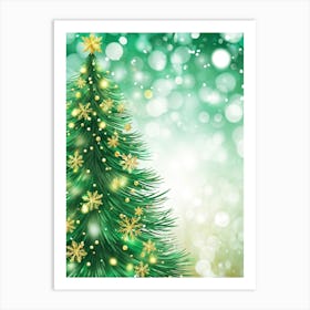 An Evergreen Christmas Tree Decorating Scene Backdrop Gracefully Adorned With Glitters Of Gold Spar (1) Art Print