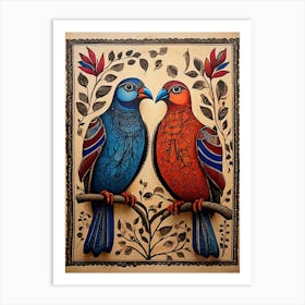 Default Traditional Madhubani Style Painting Of A Birds On A T 0 Art Print