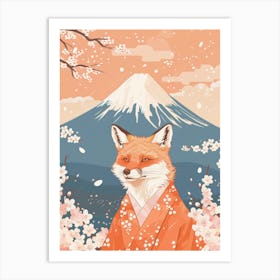 Fox In Cherry Blossoms Art Print