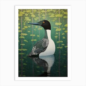 Ohara Koson Inspired Bird Painting Loon 2 Art Print