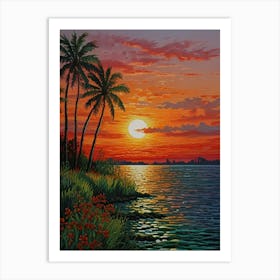 Sunset At The Beach Art Print