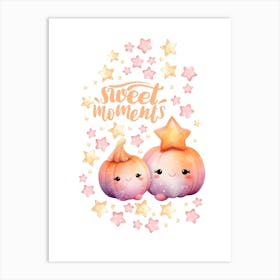 Sweet Moments little pumpkins white background Art Print