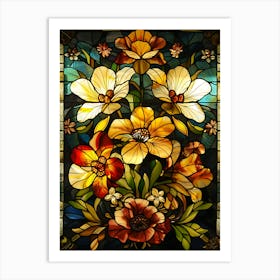 Colorful Stained Glass Flowers 14 Art Print