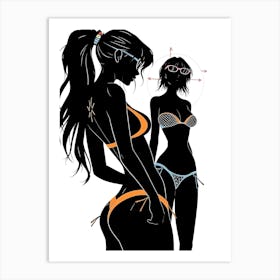 Two Women In Bikinis Art Print