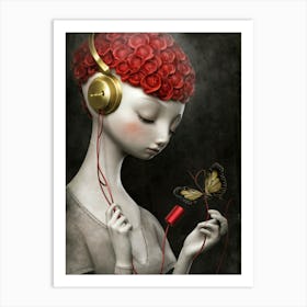 Girl Listening To Music 9 Art Print